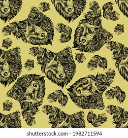 Wild print. FOX seamless pattern  design. Fashion vector illustration with fox. Illustration for fabric, clother. - Vector.