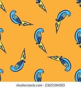 Wild print. PARROT seamless pattern  desiIllustration for fabric, clother. - Vector.
gn. Fashion vector illustration with parrot.