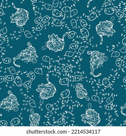 Wild print. Tiger seamless pattern  design. Fashion vector illustration with tiger.  Illustration for fabric, clothes - Vector.