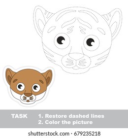 Wild Puma Face. Dot to dot educational game for kids.