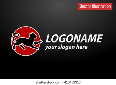 Wild Puma Logo design vector template negative space.
Creative Animal in circle Logotype concept icon.