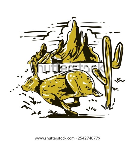 wild rabbit with desert view