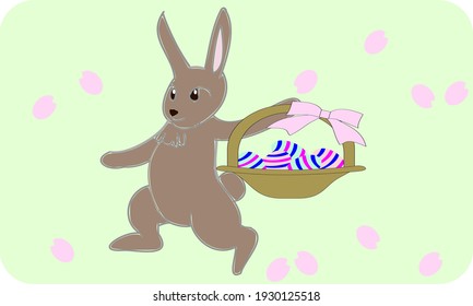 Wild rabbit with easter basket