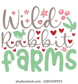 Wild Rabbit Farms Boho Retro Style Happy Easter SVG And T-shirt Design, Easter SVG Quotes Design t shirt design, Vector EPS Editable Files, can you download this Design Bundle