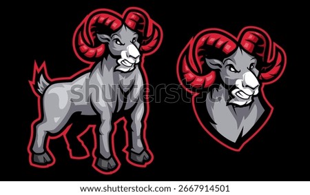 Wild Ram Mascot Character with Red Horns