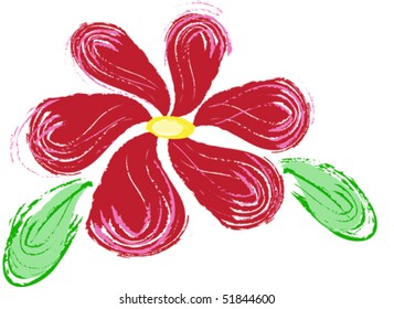 wild red abstract flower drawing