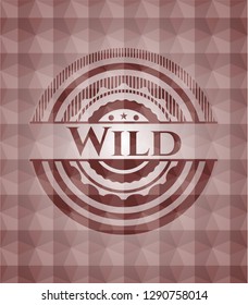 Wild red emblem with geometric background. Seamless.