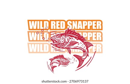 wild red snapper fish logo, silhouette of great fish swimming vector illustrations