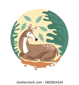 wild reindeer animal in the camp vector illustration design