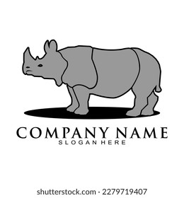 Wild rhino illustration vector logo