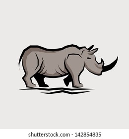 Wild Rhino Vector illustration.