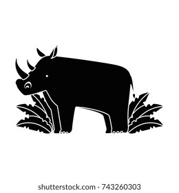 wild rhinoceros with bush jungle