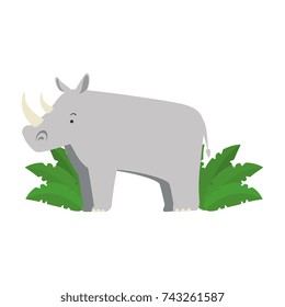 wild rhinoceros with bush jungle