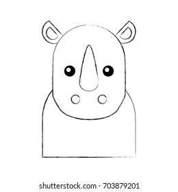 Wild rhinoceros isolated icon