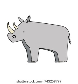 wild rhinoceros isolated icon