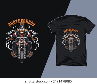 diseño de camiseta de motorista de paseo salvaje