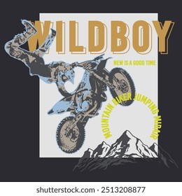 Wild Ride Motorcycle illustration was created with vector format, Can be used for digital printing and screen printing