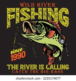 Wild river fishing t-shirt design