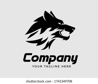 Wild roar head wolf art logo design inspiration