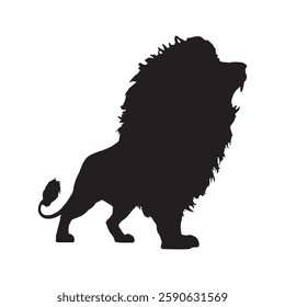 Wild Roaring Lion Silhouette for Nature and Wildlife Designs - Lion Vector - Lion Icon
