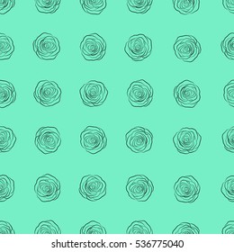 Wild rose design. Abstract blue roses sketch. Vintage monochrome dog rose pattern. Flower card with dog rose silhouette. Flower background. Hand drawn flower seamless pattern.