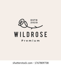 Wild Rose Flower Hipster Vintage Logo Vector Icon Illustration	