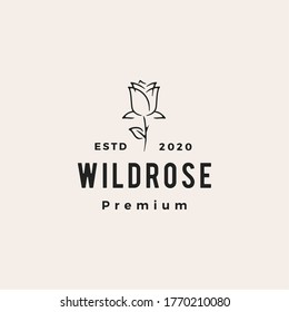 Wild Rose Flower Hipster Vintage Logo Vector Icon Illustration	