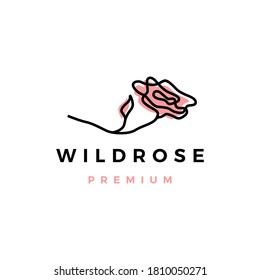 wild rose flower logo vector icon illustration