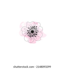 wild rose flower on watercolor background