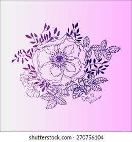 Wild rose flower. vector illustration