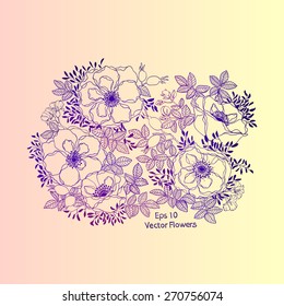 Wild rose flowers. vector illustration