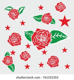 Wild rose graphic design vector art