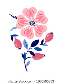 Wild rose, hand-drawn vector Illustration