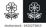 Wild Rose Icon Designed in a Line Style on White background.