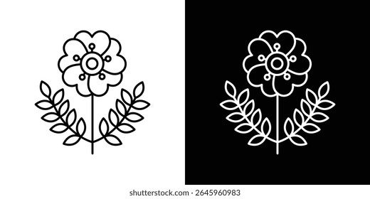 Wilde Rose Ikone Flat Stil Logo Vektor. perfekt für UI-Designs