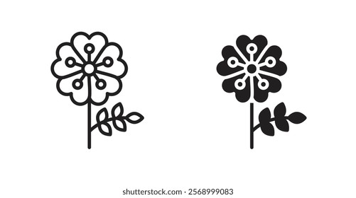 Wild rose icon set vector graphics designs