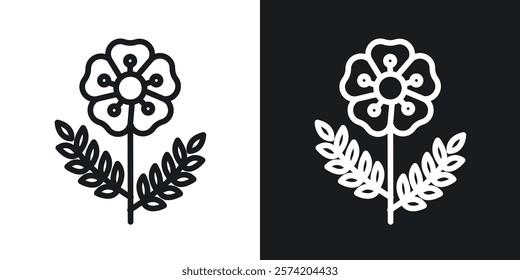 Wild rose icons set vectors on white background.