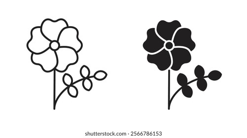 Wild rose vector line icon illustration