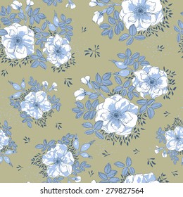 Wild roses - vector seamless pattern