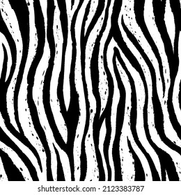 Wild rough zebra fur seamless pattern