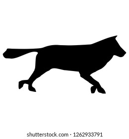 Wild running wolf silhouette isolated on the white background