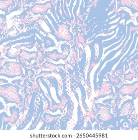 Wild safari animal seamless pattern collection. Vector leopard, cheetah, tiger, giraffe, zebra, snake skin texture set for fashion print design, fabric, textile, wrapping paper, background, wallpaper
