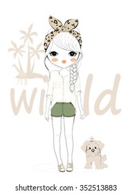 Wild Safari Girl And Dog