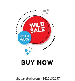 Wild Sale banner design template, discount tag, buy now - up to 60% off,