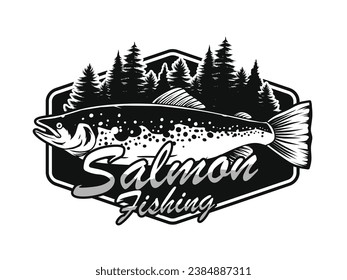 wild salmon fishing logo concept