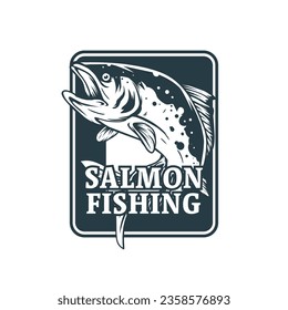 wild salmon fishing logo template