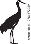 Wild sandhill crane vector silhouette on transparent background. nature bird for wetland environment design elements