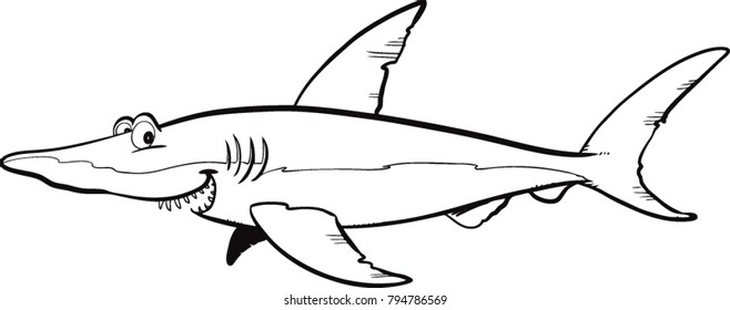 A wild sea animal, shark flat vector icon
