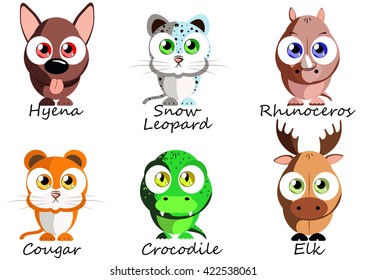 Wild. Set funny animals for use as stickers, pictures in books, games, fabric and other projects