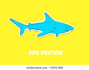 Wild Shark Fish Sticker Vector
